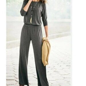 NWT Soft Surroundings toujours Jumpsuit Charcoal Gray Jersey Knit Size Large